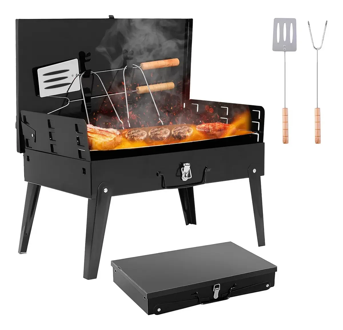 Parrilla Asador Plegable Con Accesorios Camping Portátil Pro